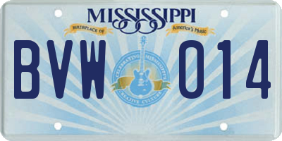 MS license plate BVW014