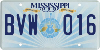 MS license plate BVW016