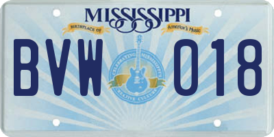MS license plate BVW018
