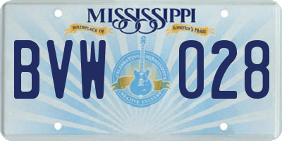 MS license plate BVW028