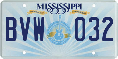 MS license plate BVW032