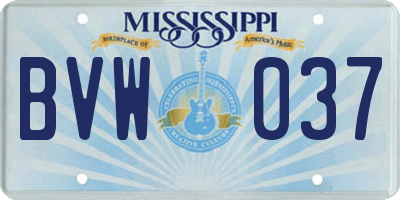 MS license plate BVW037