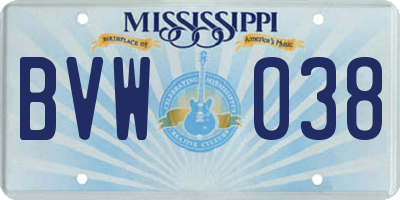 MS license plate BVW038