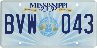 MS license plate BVW043