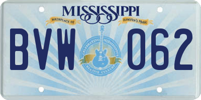 MS license plate BVW062