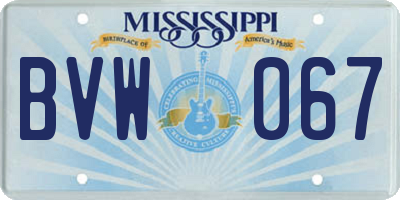 MS license plate BVW067