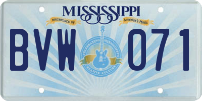 MS license plate BVW071