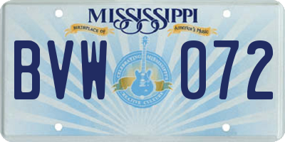 MS license plate BVW072