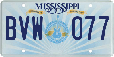 MS license plate BVW077
