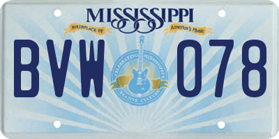 MS license plate BVW078