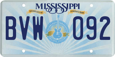 MS license plate BVW092