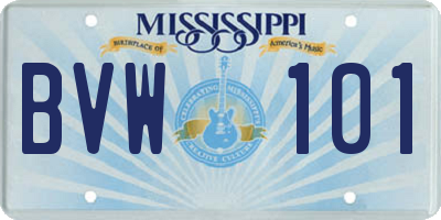 MS license plate BVW101