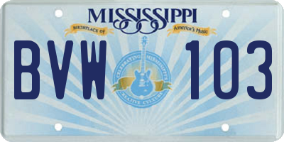 MS license plate BVW103