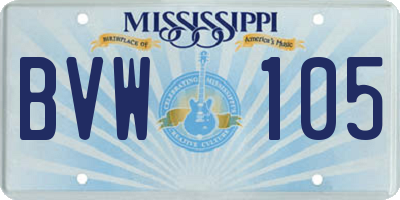 MS license plate BVW105