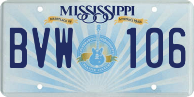 MS license plate BVW106