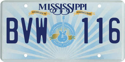 MS license plate BVW116