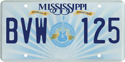 MS license plate BVW125