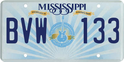 MS license plate BVW133