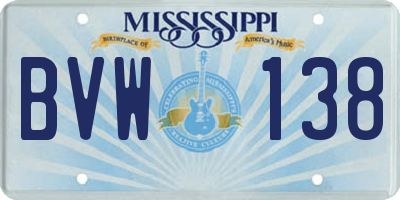 MS license plate BVW138