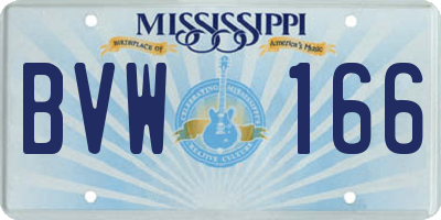 MS license plate BVW166
