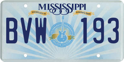 MS license plate BVW193