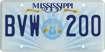 MS license plate BVW200