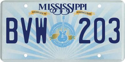 MS license plate BVW203
