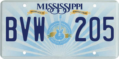 MS license plate BVW205