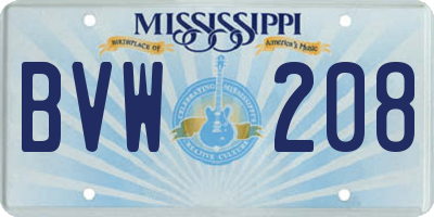 MS license plate BVW208