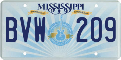 MS license plate BVW209