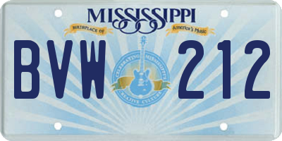 MS license plate BVW212