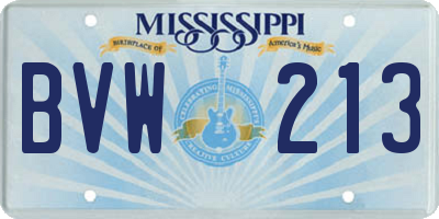 MS license plate BVW213