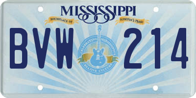 MS license plate BVW214