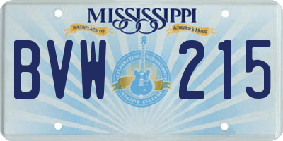 MS license plate BVW215