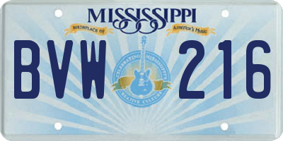 MS license plate BVW216