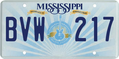 MS license plate BVW217