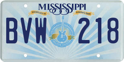 MS license plate BVW218