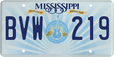 MS license plate BVW219