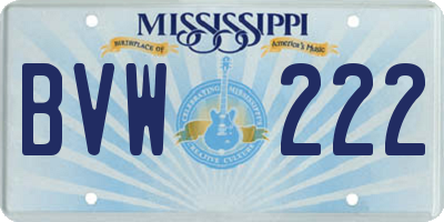 MS license plate BVW222