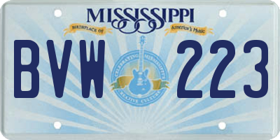 MS license plate BVW223