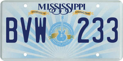 MS license plate BVW233