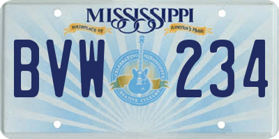 MS license plate BVW234