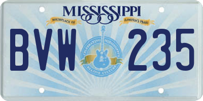 MS license plate BVW235