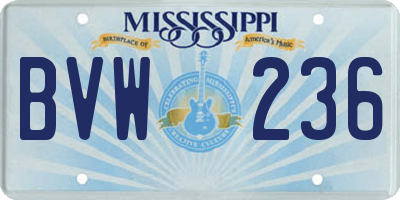 MS license plate BVW236