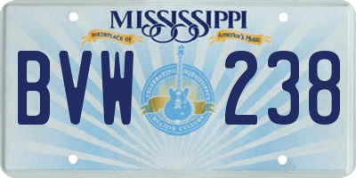 MS license plate BVW238