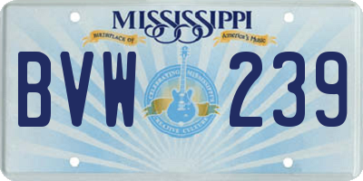 MS license plate BVW239