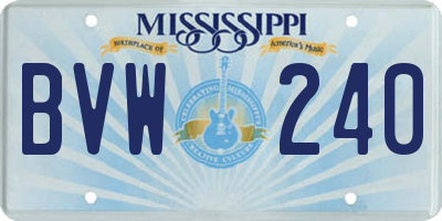 MS license plate BVW240