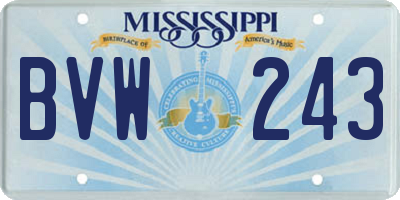 MS license plate BVW243