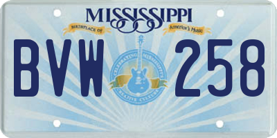 MS license plate BVW258