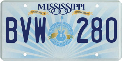 MS license plate BVW280